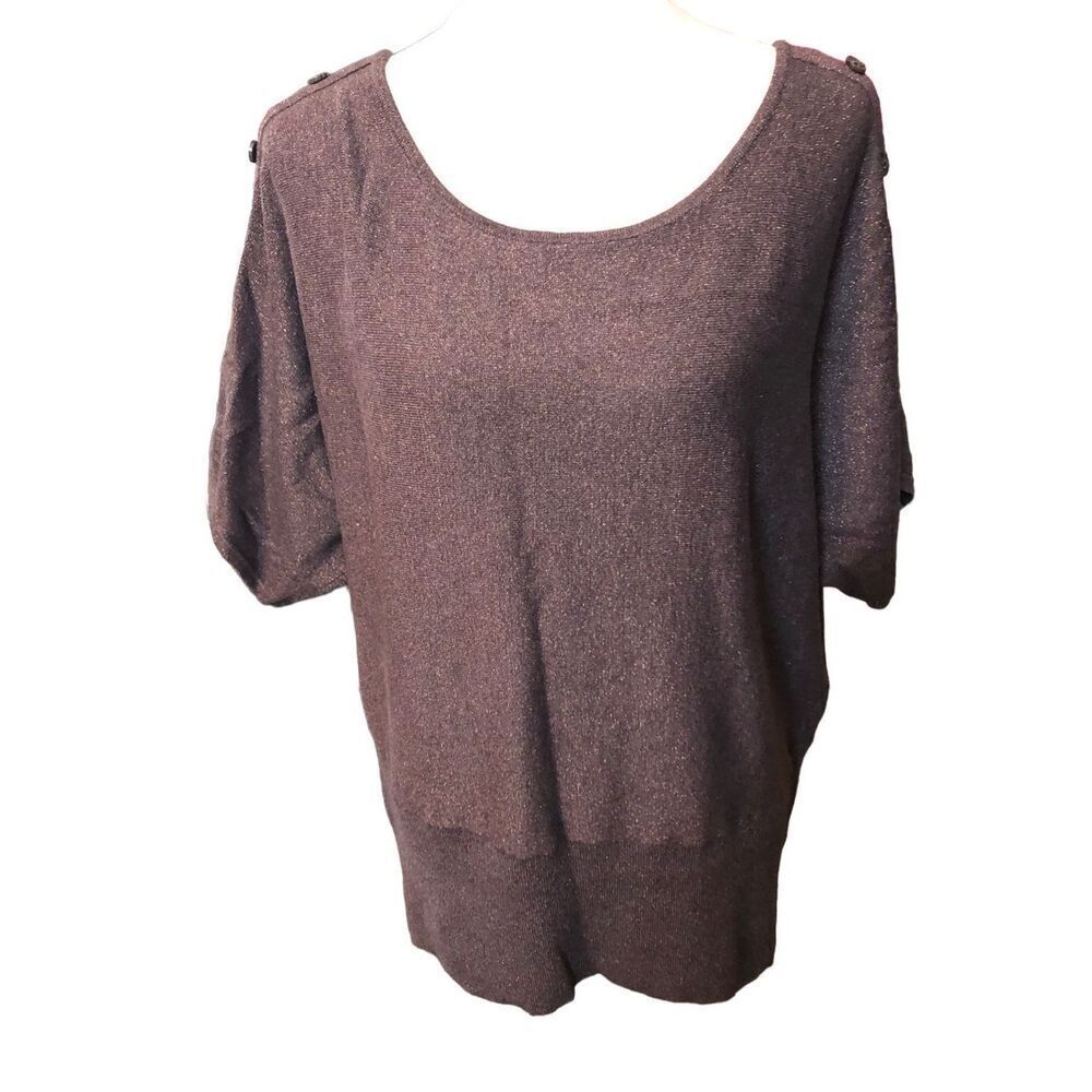 Bronze Lane Bryant metallic short sleeve pullover dolman sleeve sweater size 16